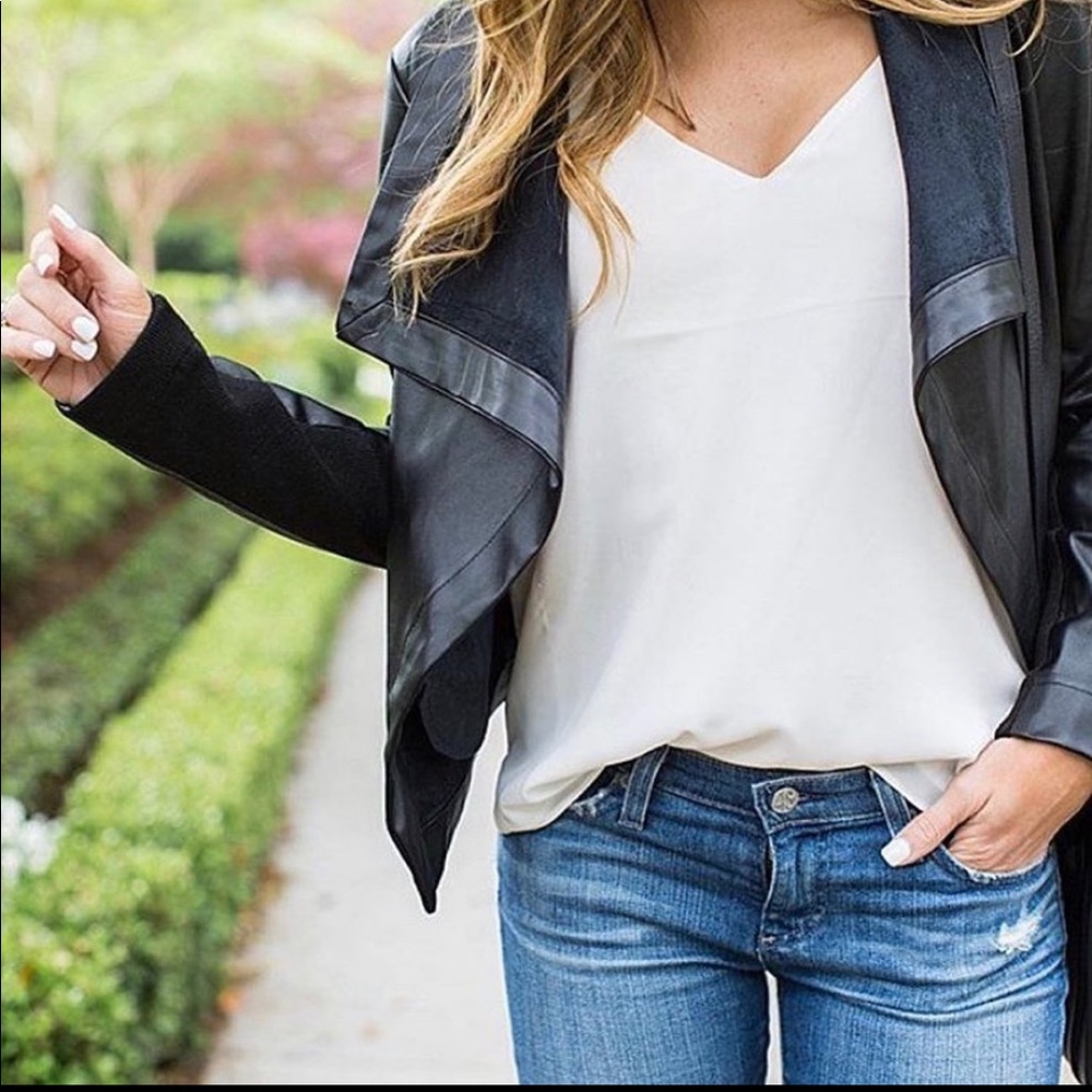 NWOT She + Sky faux leather drape jacket